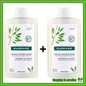 2 x Klorane Shampoo With Oat Milk For The Whole Family 200ml. Made in France.